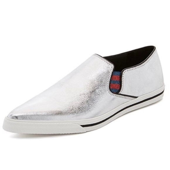 Marc Jacob's Women's Delancey Silver Metallic Pointed Slip On Sneaker 38 / 7.5 - Picture 1 of 10